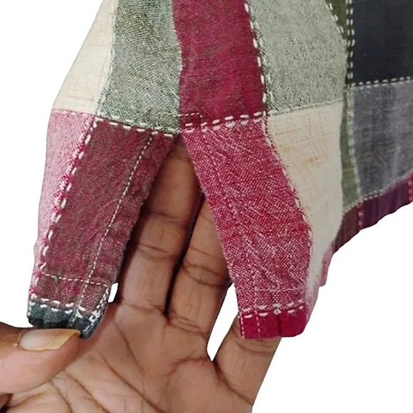 90's Carolina Colours Colorblock Gauze Button-Up Shirt XL 100%Cotton Windowpane - Picture 7 of 15